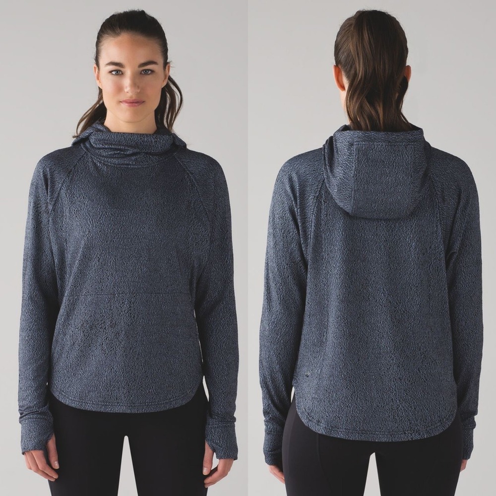 Lululemon Pick Up the Pace Luon Hoodie Women 10 Blue Denim Purple Black Pullover